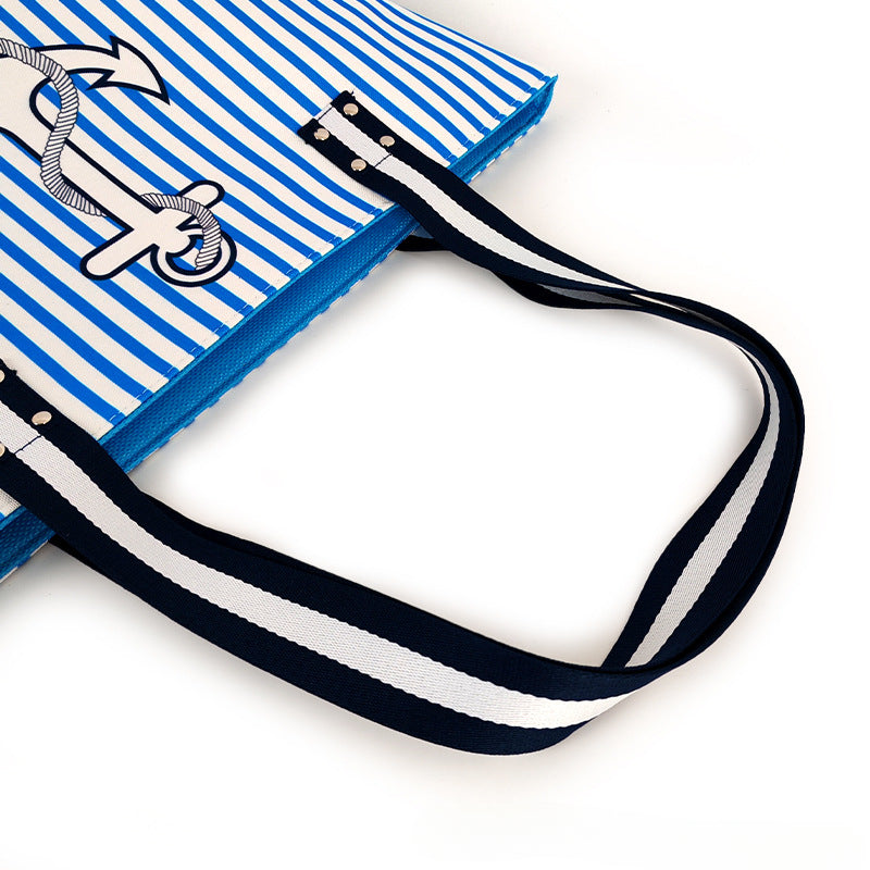 Large Nautical Canvas Beach Tote Bag
