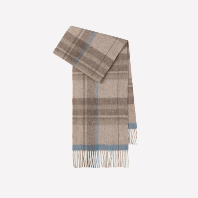 Classic Plaid Cashmere Scarf - Ash pink grid