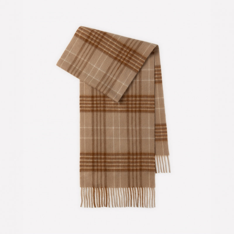 Classic Plaid Cashmere Scarf - Ash pink grid