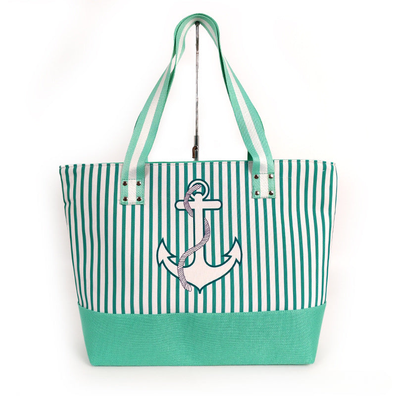 Large Nautical Canvas Beach Tote Bag