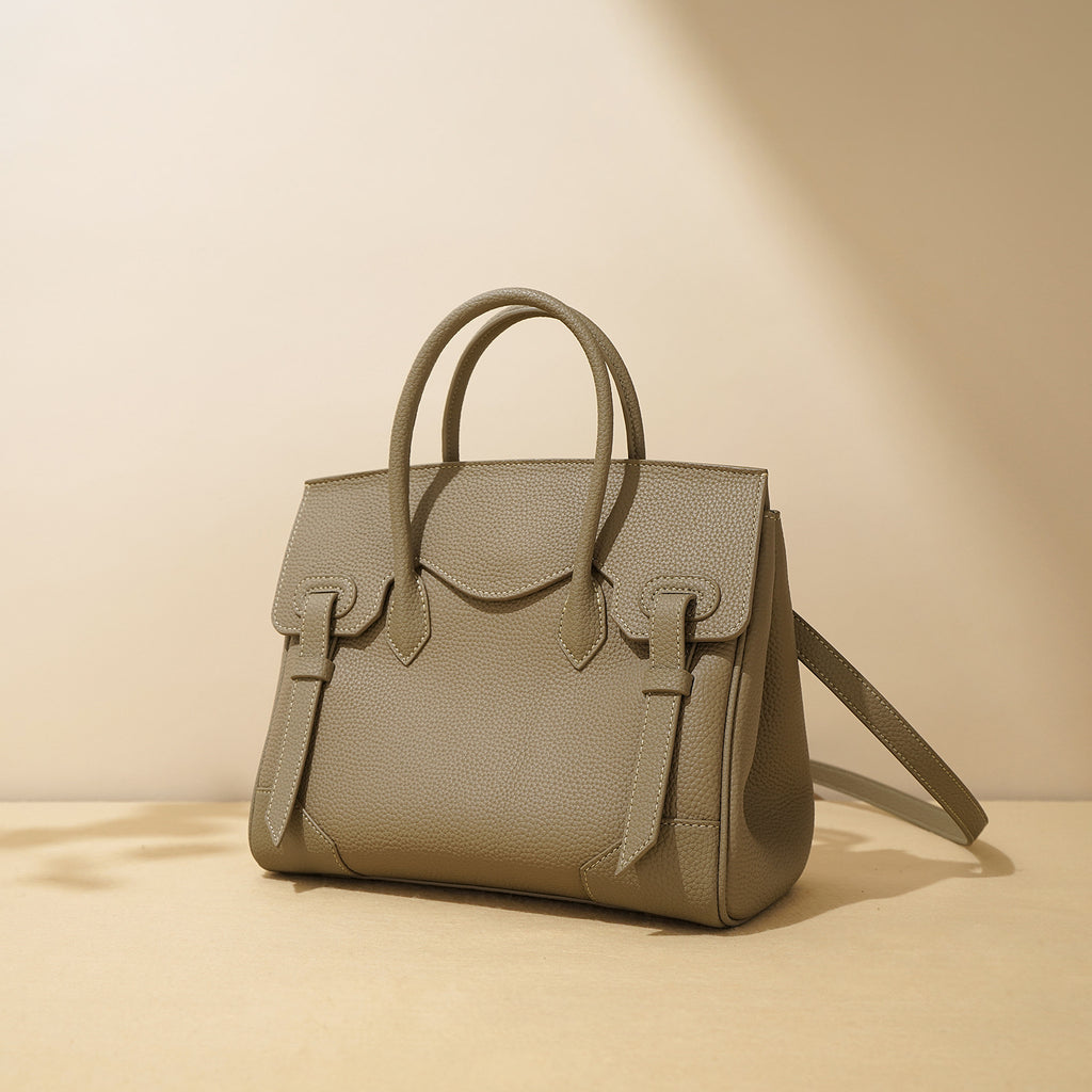 Textured Lychee-Pattern Large-Capacity Kelly Handbag