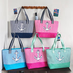 Large Nautical Canvas Beach Tote Bag