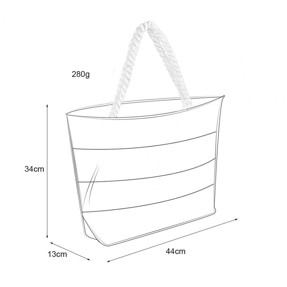 Large Canvas Striped Beach Tote Bag