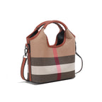 Classic Checkered Canvas & Leather Bucket Bag