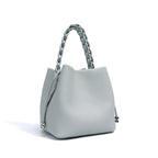 Textured Cowhide Shoulder Crossbody Bucket Bag