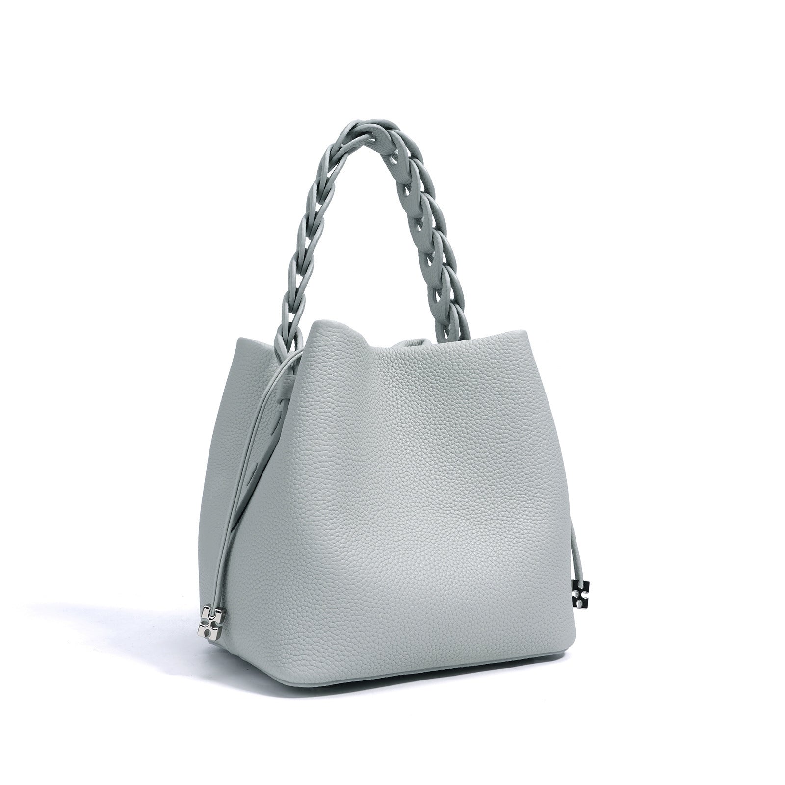 Textured Cowhide Shoulder Crossbody Bucket Bag