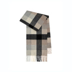 Classic Plaid Cashmere Scarf - Ash pink grid