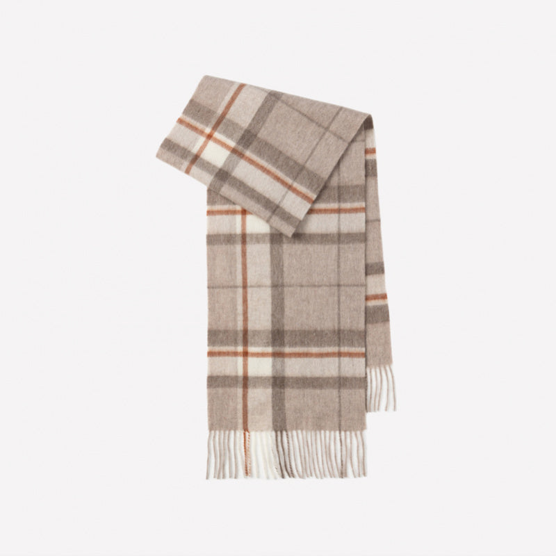Classic Plaid Cashmere Scarf - Ash pink grid