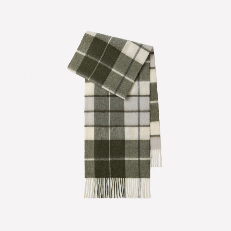 Classic Plaid Cashmere Scarf - Ash pink grid