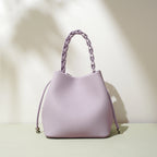 Textured Cowhide Shoulder Crossbody Bucket Bag