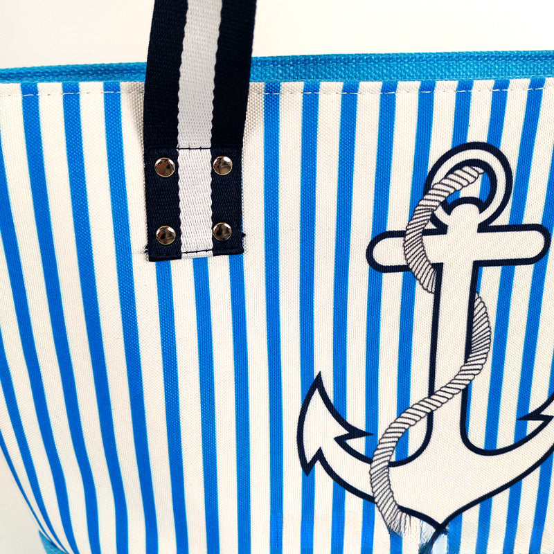Large Nautical Canvas Beach Tote Bag