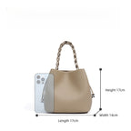 Textured Cowhide Shoulder Crossbody Bucket Bag