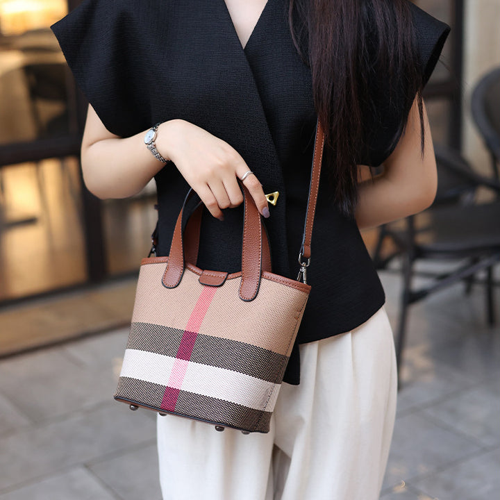 Check Pattern Cylinder Bag