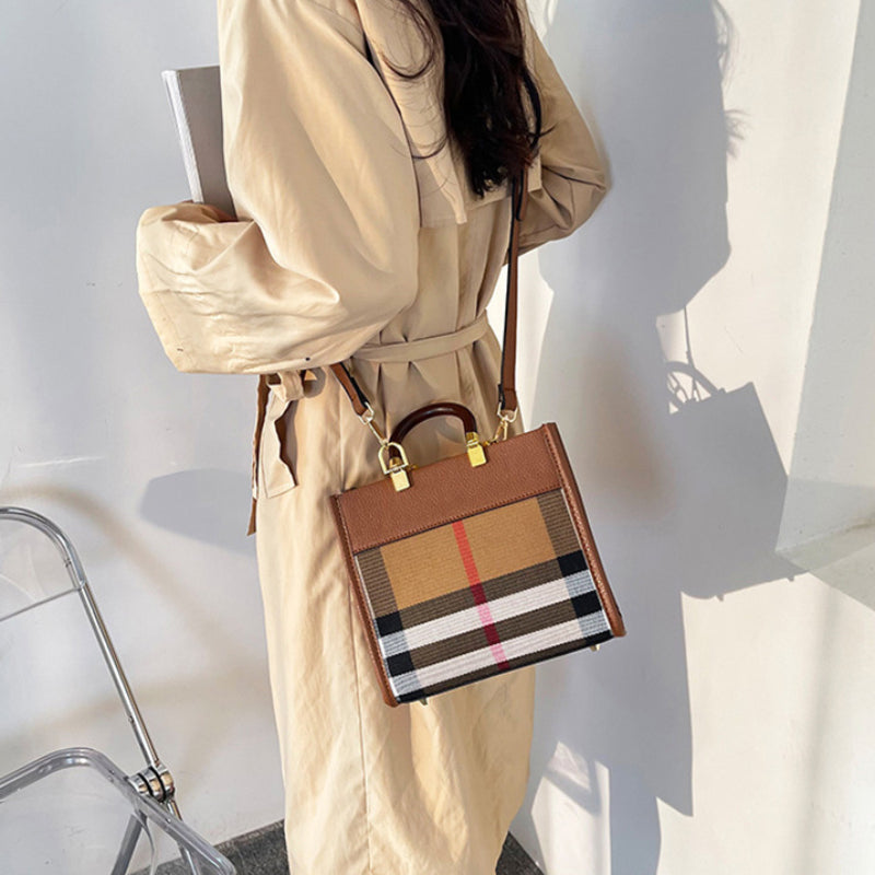 Checkered Patchwork Square Handbag