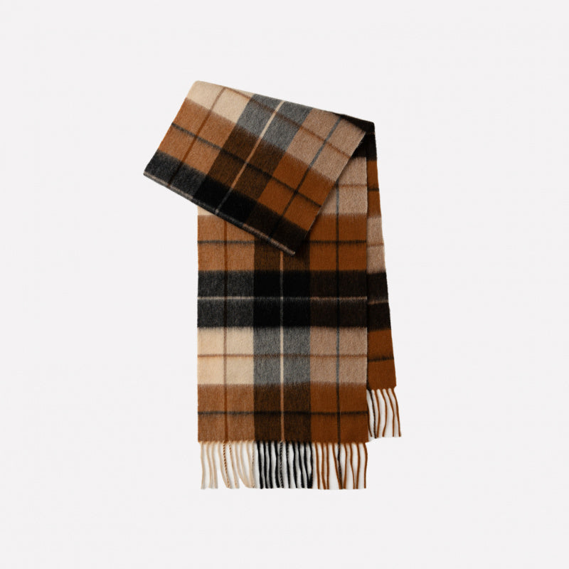 Classic Plaid Cashmere Scarf - Ash pink grid
