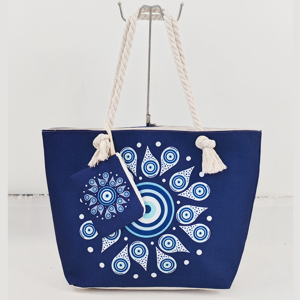 Boho Evil Eye Canvas Tote Bag