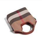 Classic Checkered Canvas & Leather Bucket Bag
