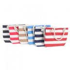 Large Canvas Striped Beach Tote Bag