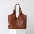 Minimalist Genuine Leather Tote Bag-Brown