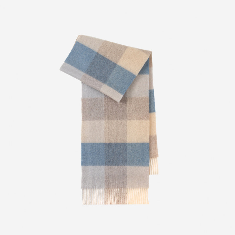 Classic Plaid Cashmere Scarf - Ash pink grid