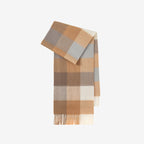Classic Plaid Cashmere Scarf - Ash pink grid