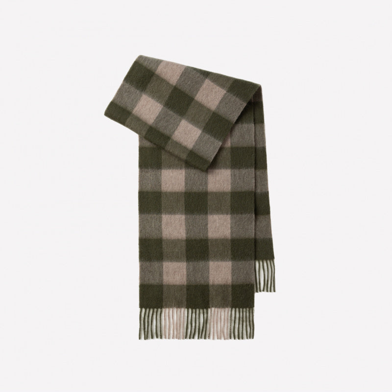 Classic Plaid Cashmere Scarf - Ash pink grid