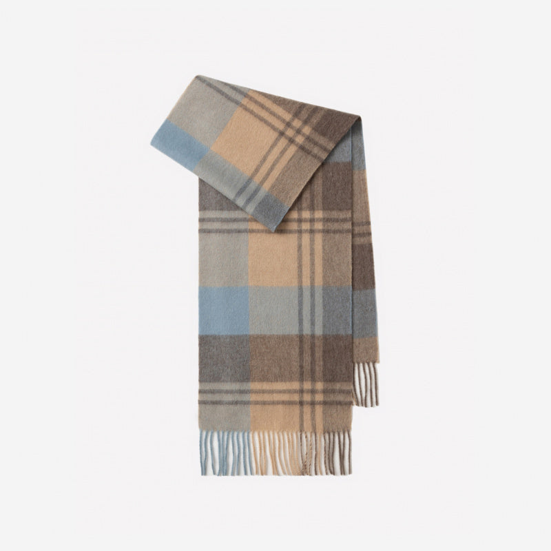 Classic Plaid Cashmere Scarf - Ash pink grid