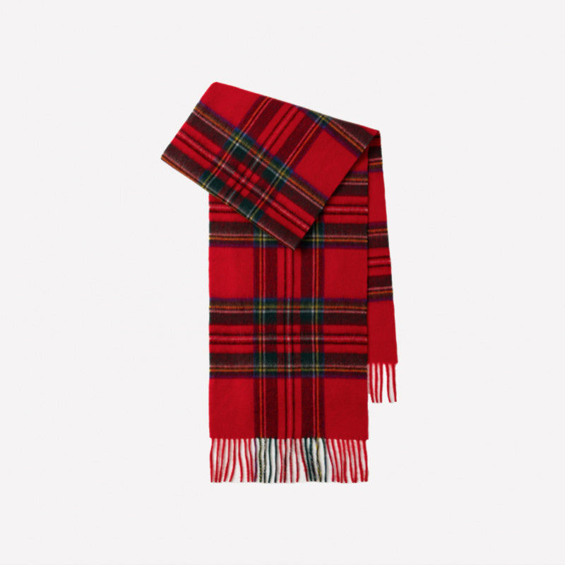 Classic Plaid Cashmere Scarf - Ash pink grid