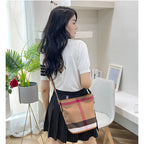 Plaid Crossbody Shoulder Bucket Bag