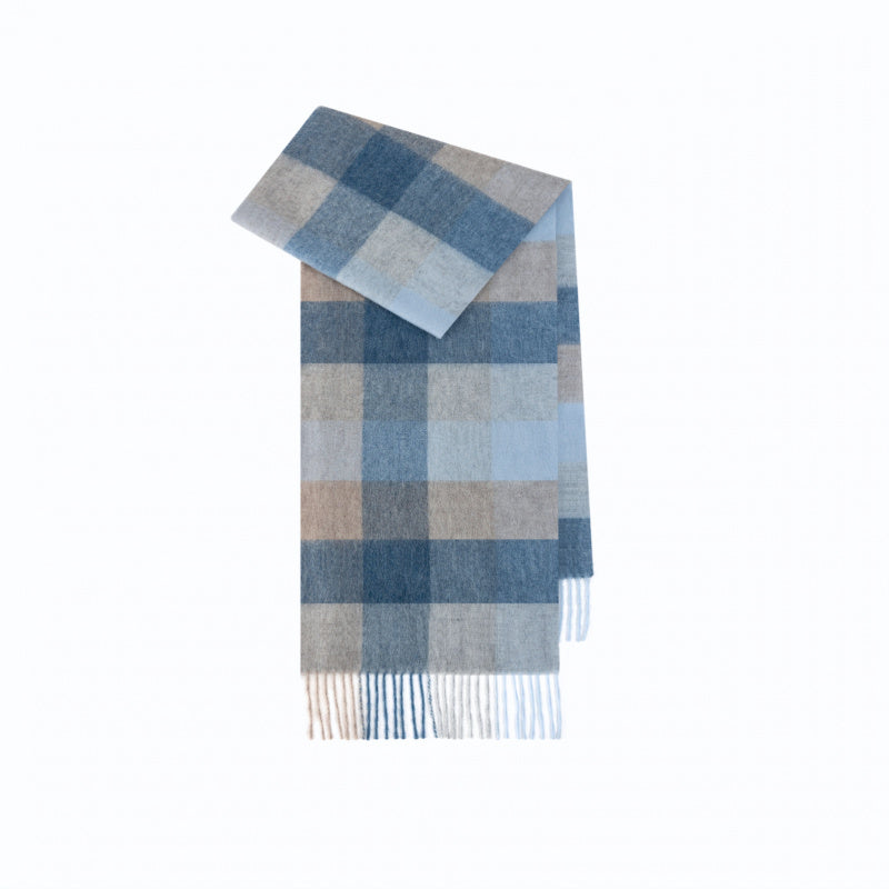 Classic Plaid Cashmere Scarf - Ash pink grid