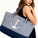 Large Nautical Canvas Beach Tote Bag