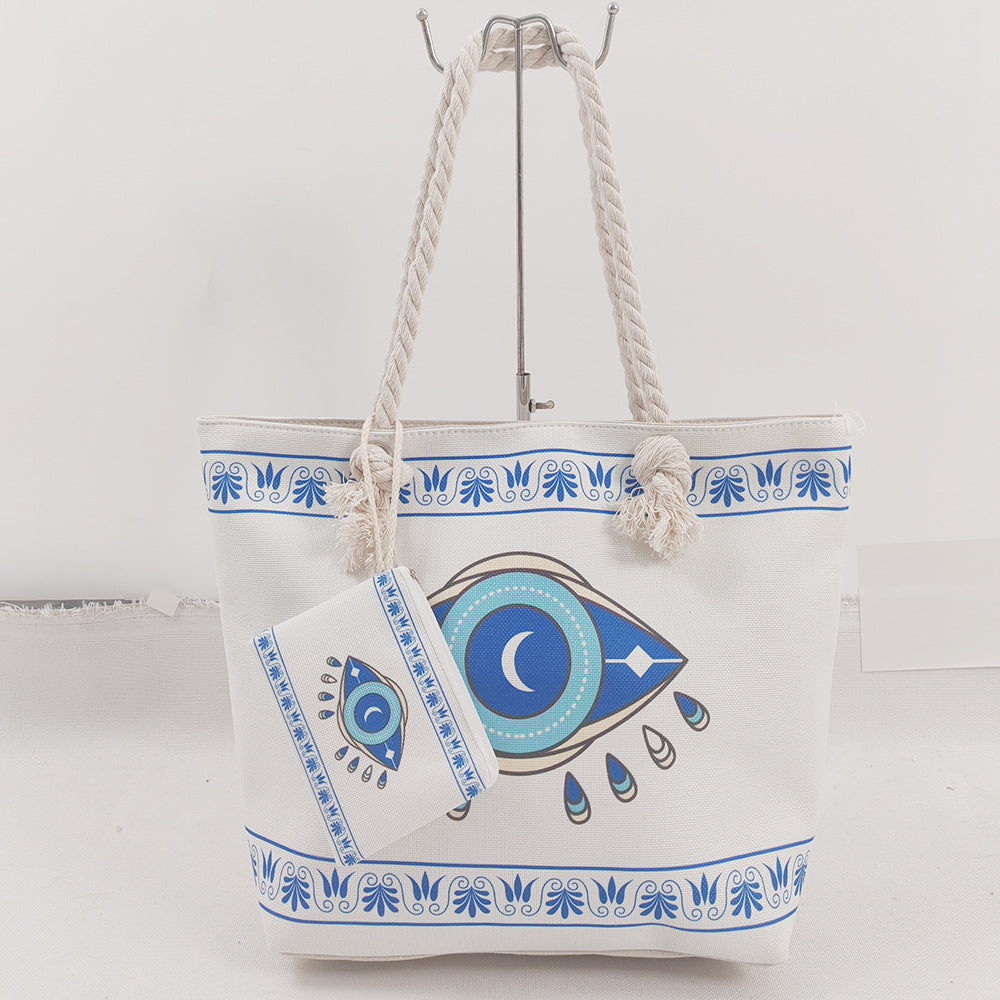 Boho Evil Eye Canvas Tote Bag