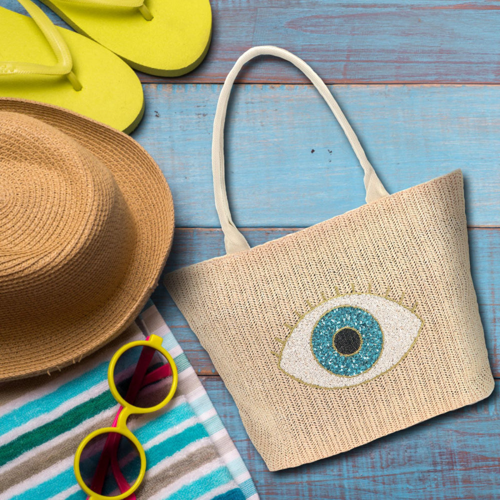 Evil Eye Large Boho Beach Tote Bag