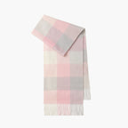 Classic Plaid Cashmere Scarf - Ash pink grid