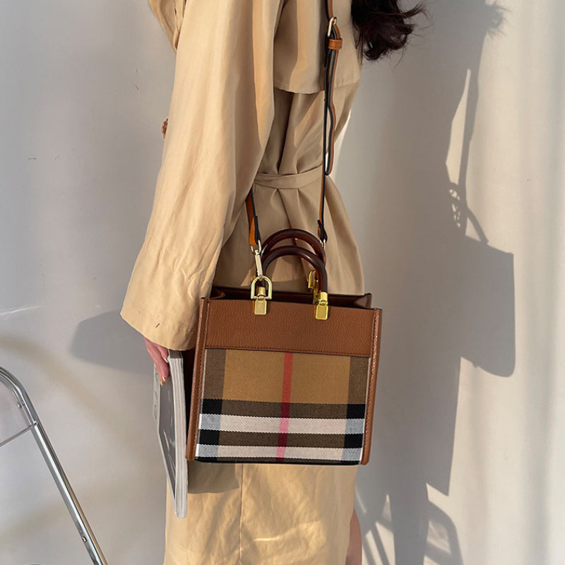 Checkered Patchwork Square Handbag