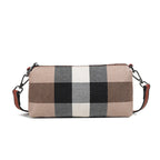 Classic Checkered Canvas & Leather Bucket Bag